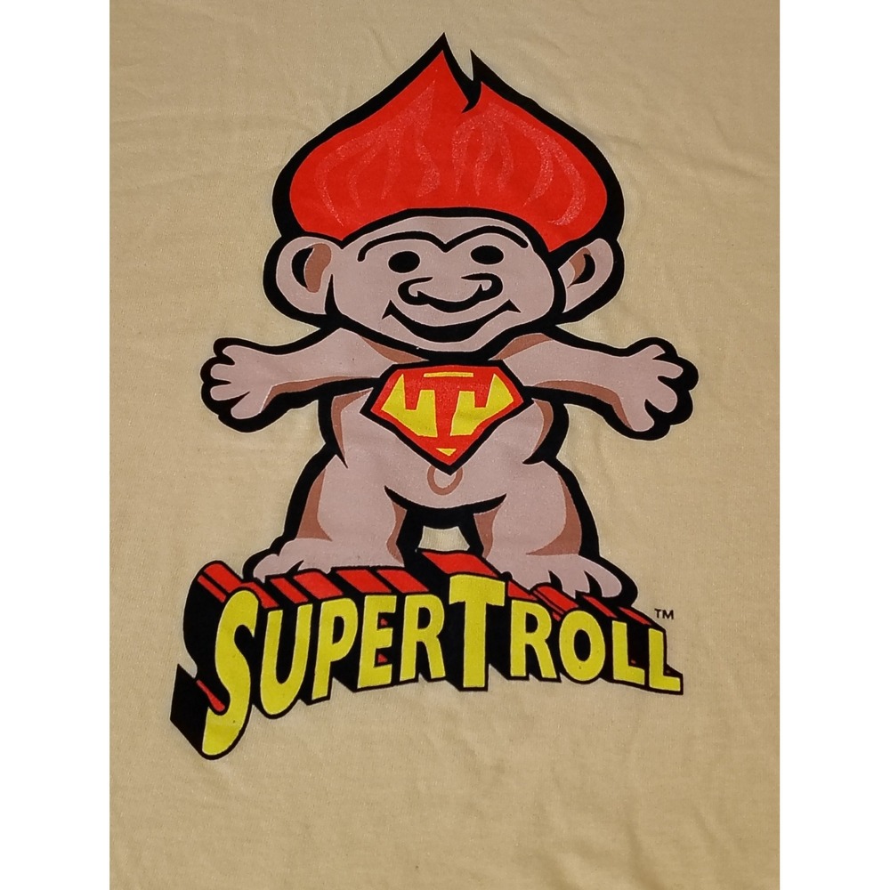 Super Troll Gildan‎ Heavy Cotton Mens XL T-Shirt Yellow Short Sleeve Tee 17